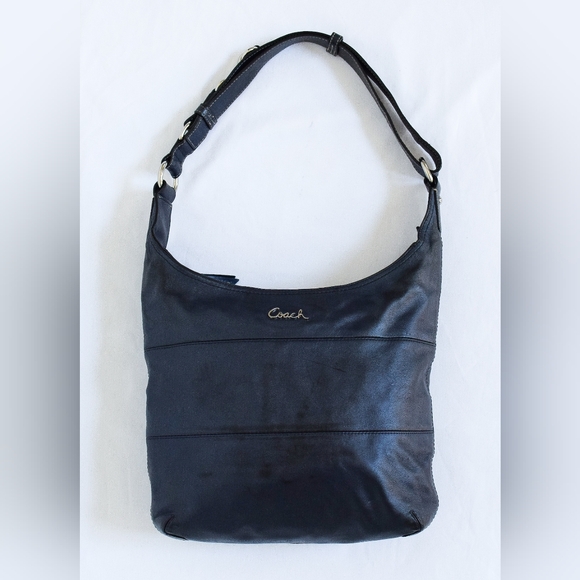 Vintage Y2K Coach Leather Shoulder Bag Hobo Metallic Blue F17116 - Picture 9 of 15